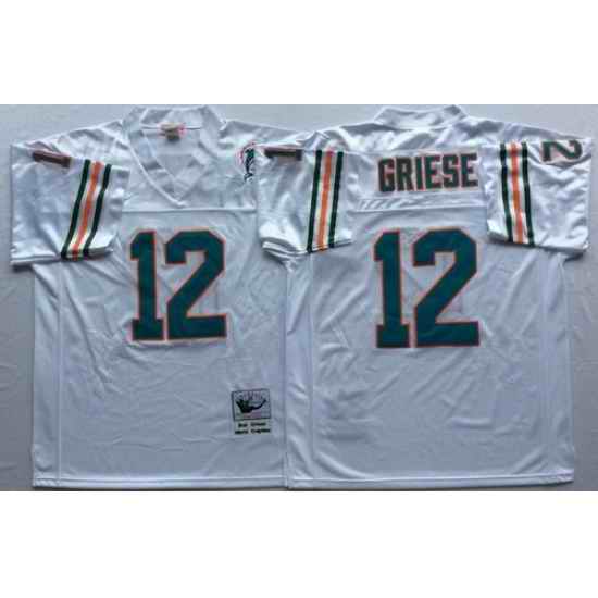 Mitchell And Ness Dolphins #12 bob griese white Throwback Stitched NFL Jersey